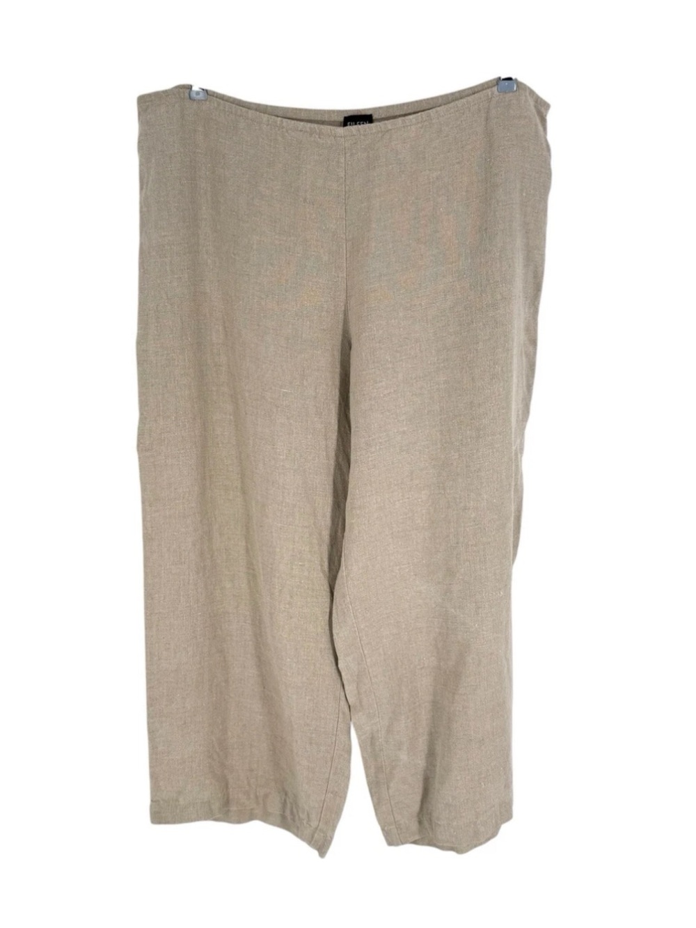 Eileen Fisher Irish Linen Pants Womens Size XL Beige Natural Wide Leg Cropped